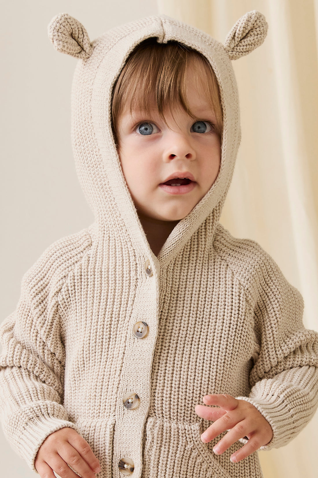 Bear Cardigan - Oat Childrens Cardigan from Jamie Kay NZ