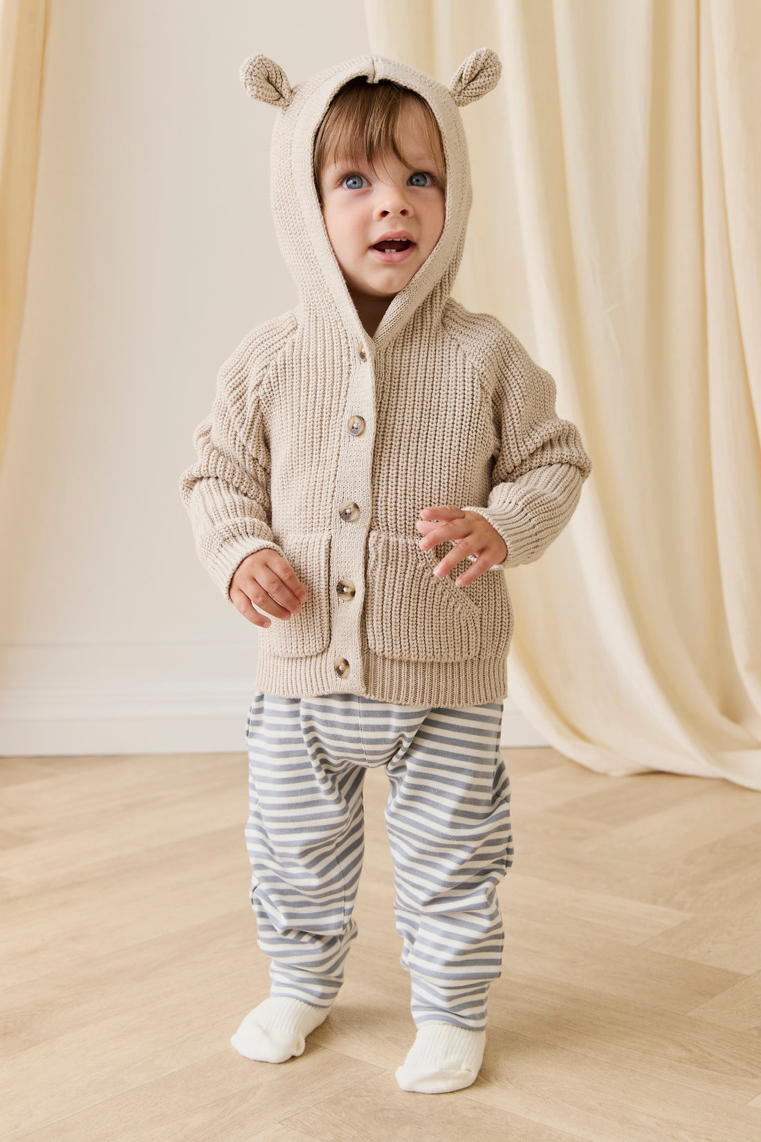 Bear Cardigan - Oat Childrens Cardigan from Jamie Kay NZ