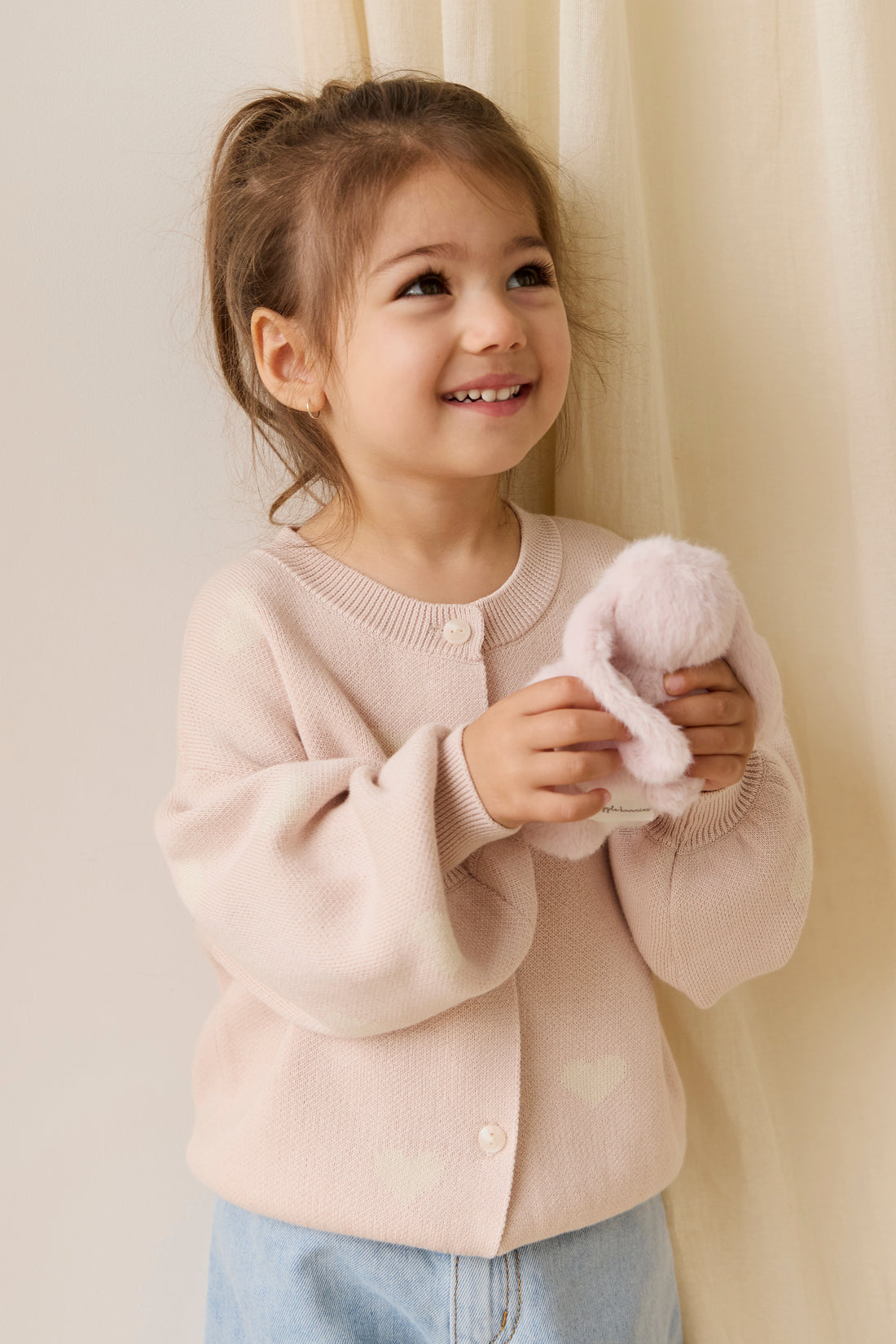 Kayla Cardigan - Kylie Heart Jacquard Morganite Childrens Cardigan from Jamie Kay NZ