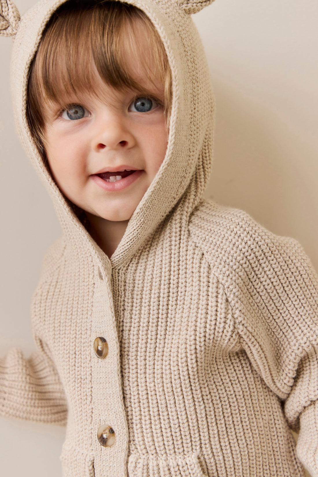 Bear Cardigan - Oat Childrens Cardigan from Jamie Kay NZ