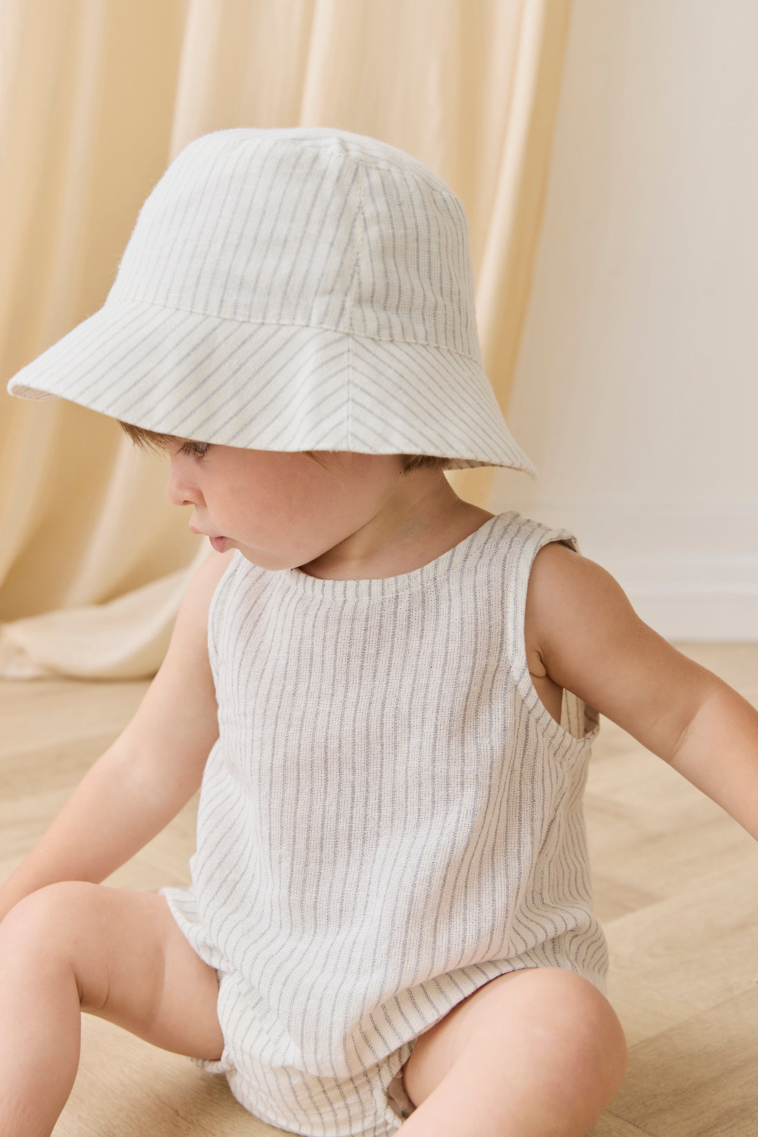 Organic Cotton Winslow Top - Mini Pinstripe Parchment / Dawn Childrens Top from Jamie Kay NZ