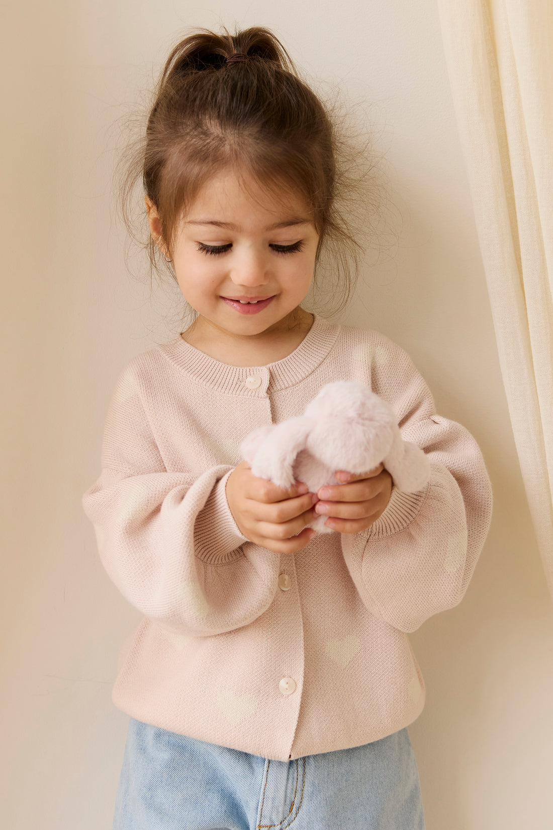 Kayla Cardigan - Kylie Heart Jacquard Morganite Childrens Cardigan from Jamie Kay NZ