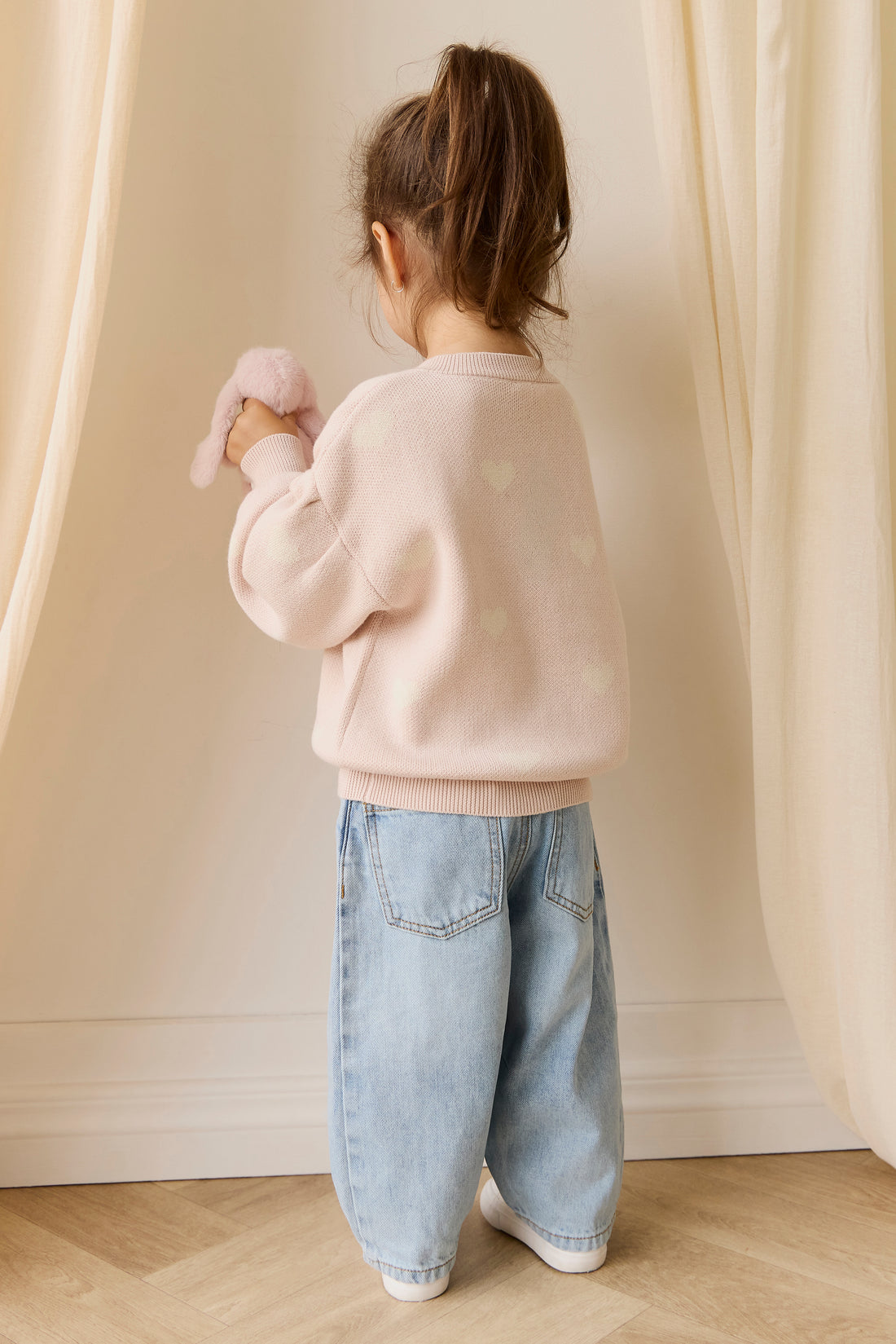 Kayla Cardigan - Kylie Heart Jacquard Morganite Childrens Cardigan from Jamie Kay NZ