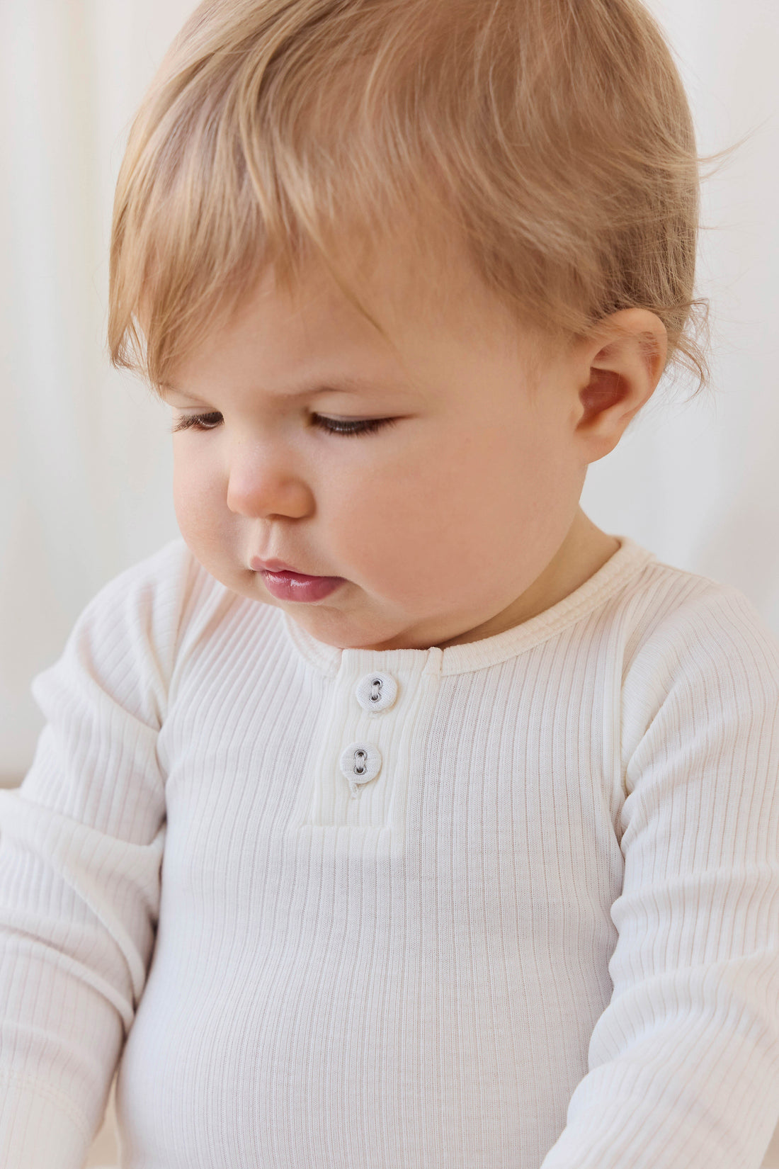Organic Cotton Modal Long Sleeve Bodysuit - Milk Childrens Bodysuit from Jamie Kay NZ