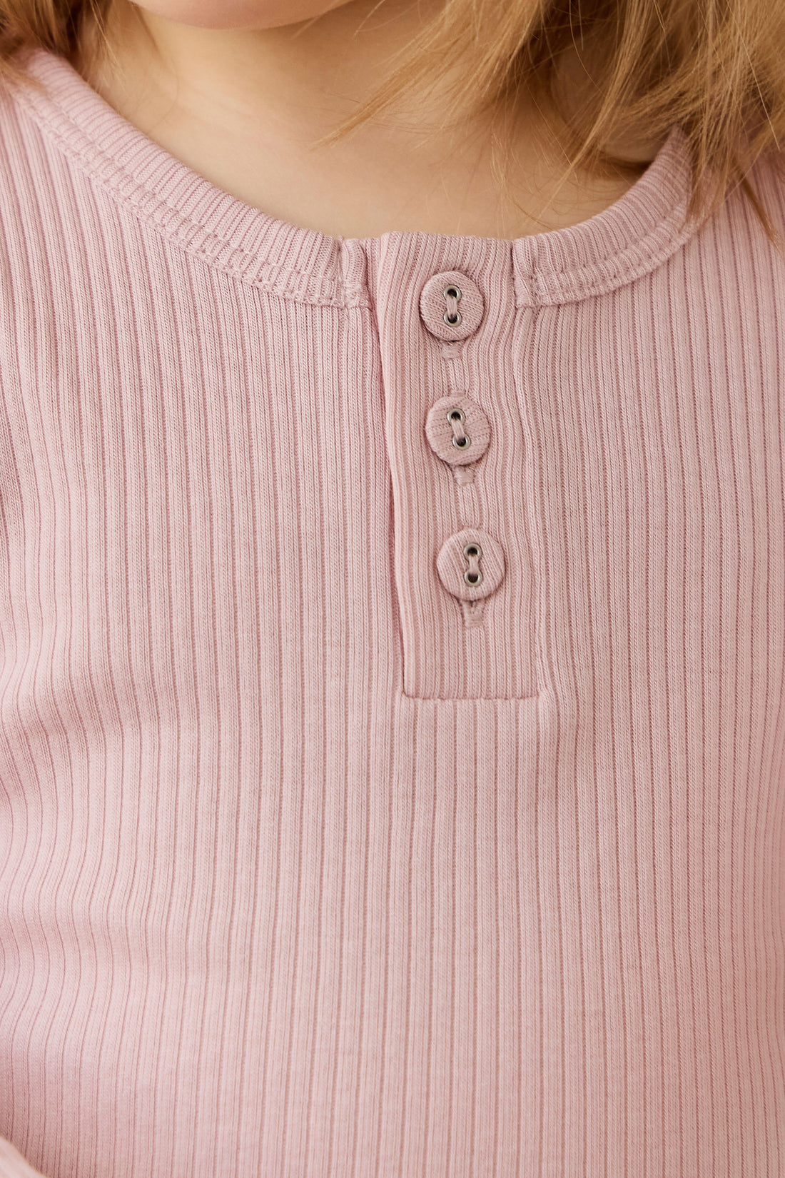 Organic Cotton Modal Long Sleeve Henley - Rose Smoke Childrens Top from Jamie Kay NZ