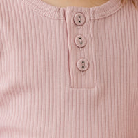Organic Cotton Modal Long Sleeve Henley - Rose Smoke Childrens Top from Jamie Kay NZ