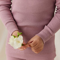 Organic Cotton Modal Long Sleeve Henley - Woodrose Childrens Top from Jamie Kay NZ