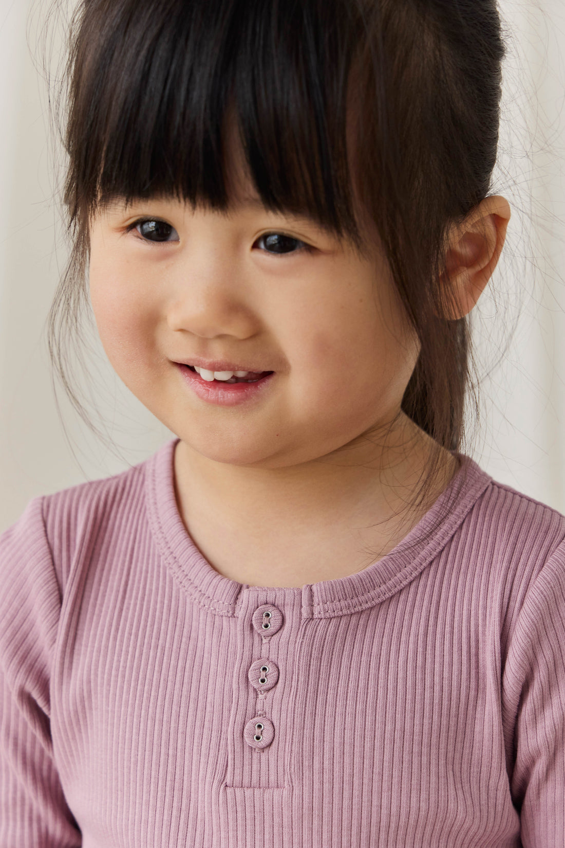 Organic Cotton Modal Long Sleeve Henley - Woodrose Childrens Top from Jamie Kay NZ