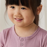 Organic Cotton Modal Long Sleeve Henley - Woodrose Childrens Top from Jamie Kay NZ