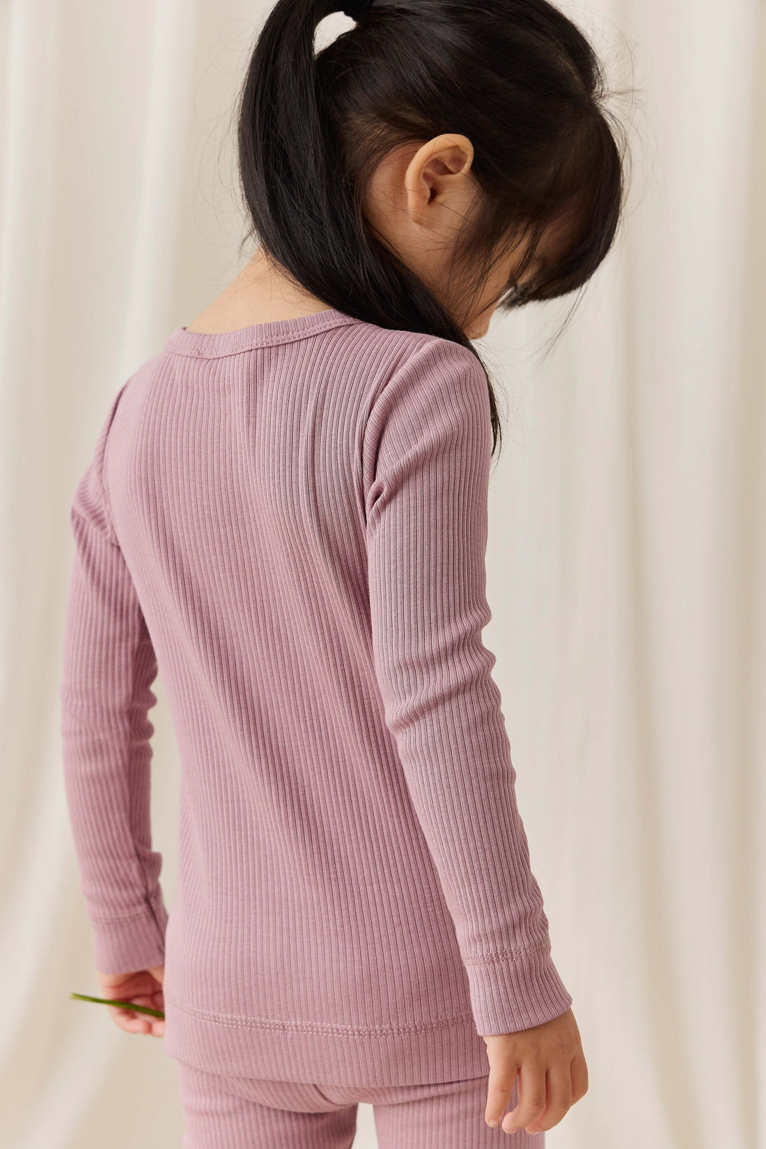 Organic Cotton Modal Long Sleeve Henley - Woodrose Childrens Top from Jamie Kay NZ