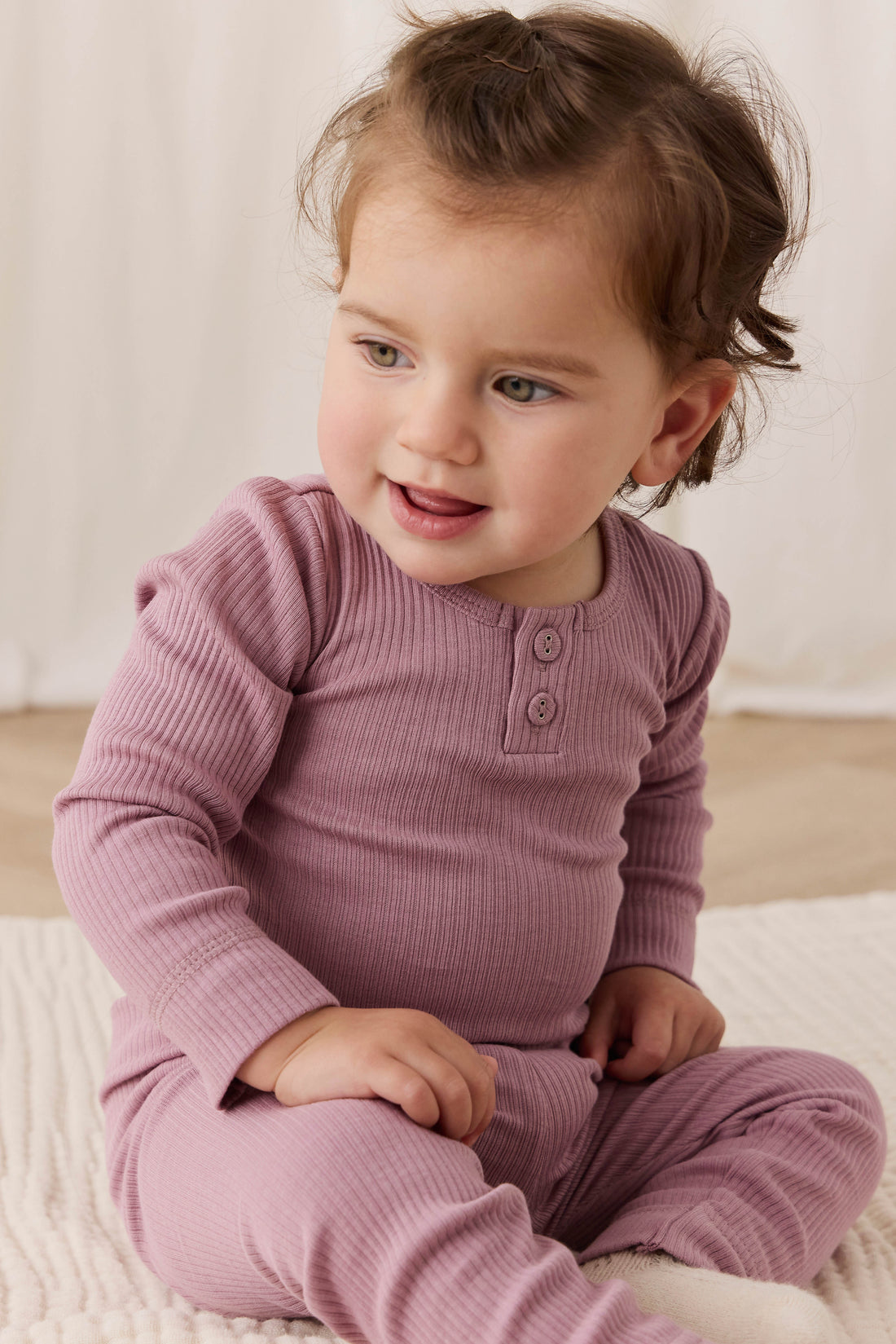 Organic Cotton Modal Long Sleeve Bodysuit - Woodrose Childrens Bodysuit from Jamie Kay NZ