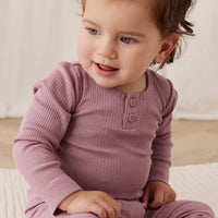 Organic Cotton Modal Long Sleeve Bodysuit - Woodrose Childrens Bodysuit from Jamie Kay NZ