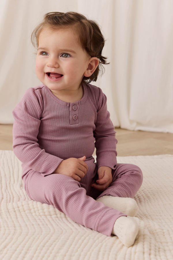 Organic Cotton Modal Long Sleeve Bodysuit - Woodrose Childrens Bodysuit from Jamie Kay NZ