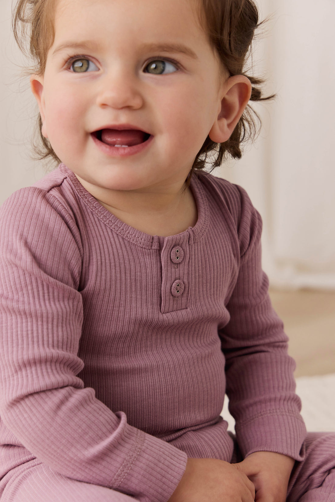 Organic Cotton Modal Long Sleeve Bodysuit - Woodrose Childrens Bodysuit from Jamie Kay NZ