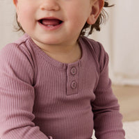 Organic Cotton Modal Long Sleeve Bodysuit - Woodrose Childrens Bodysuit from Jamie Kay NZ
