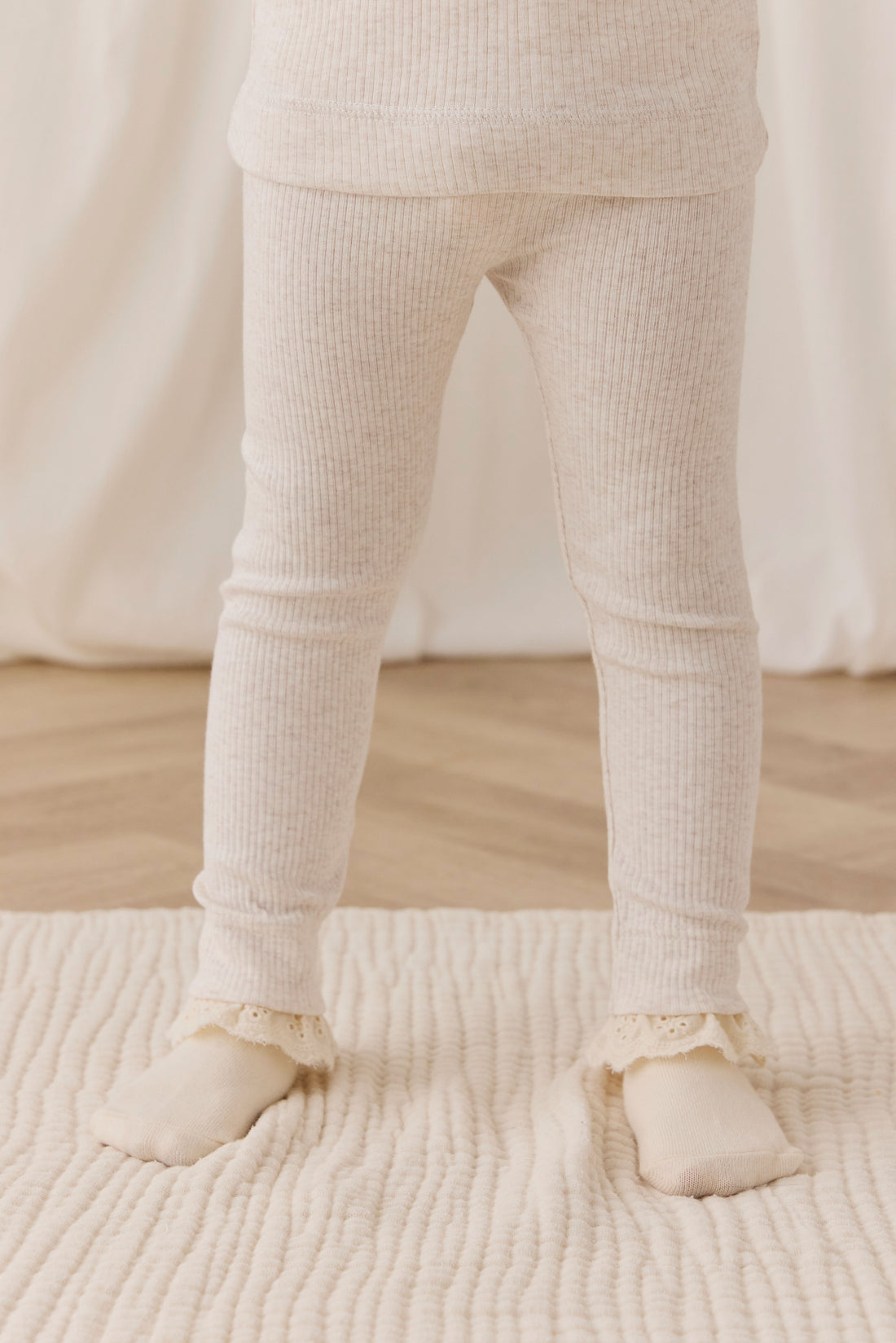 Organic Cotton Modal Everyday Legging - Oatmeal Marle Childrens Legging from Jamie Kay NZ