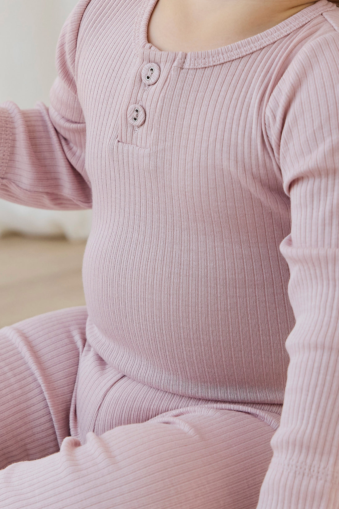 Organic Cotton Modal Long Sleeve Bodysuit - Rose Smoke Childrens Bodysuit from Jamie Kay NZ