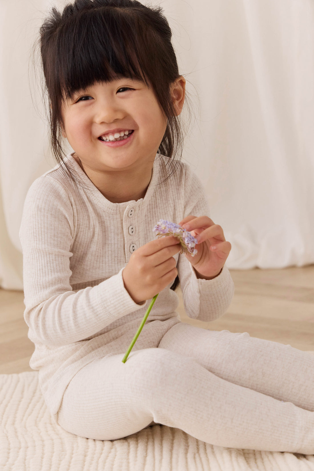 Organic Cotton Modal Everyday Legging - Oatmeal Marle Childrens Legging from Jamie Kay NZ