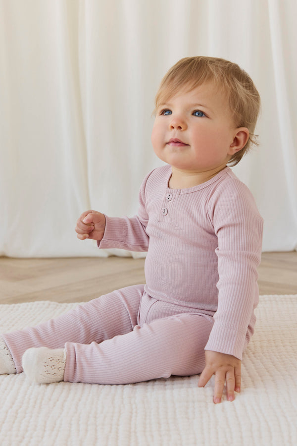 Organic Cotton Modal Long Sleeve Bodysuit - Rose Smoke Childrens Bodysuit from Jamie Kay NZ