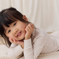 Organic Cotton Modal Long Sleeve Henley - Oatmeal Marle Childrens Top from Jamie Kay NZ