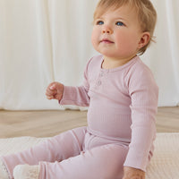 Organic Cotton Modal Long Sleeve Bodysuit - Rose Smoke Childrens Bodysuit from Jamie Kay NZ