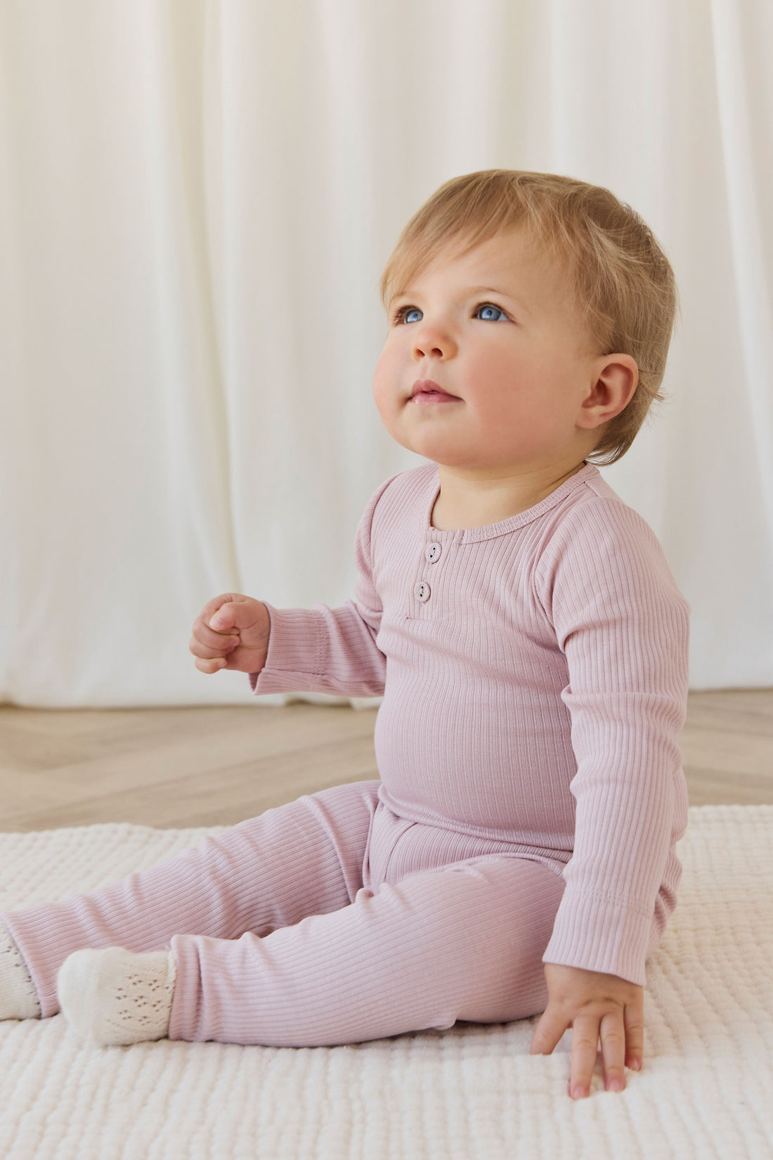 Organic Cotton Modal Long Sleeve Bodysuit - Rose Smoke Childrens Bodysuit from Jamie Kay NZ