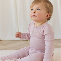 Organic Cotton Modal Long Sleeve Bodysuit - Rose Smoke Childrens Bodysuit from Jamie Kay NZ