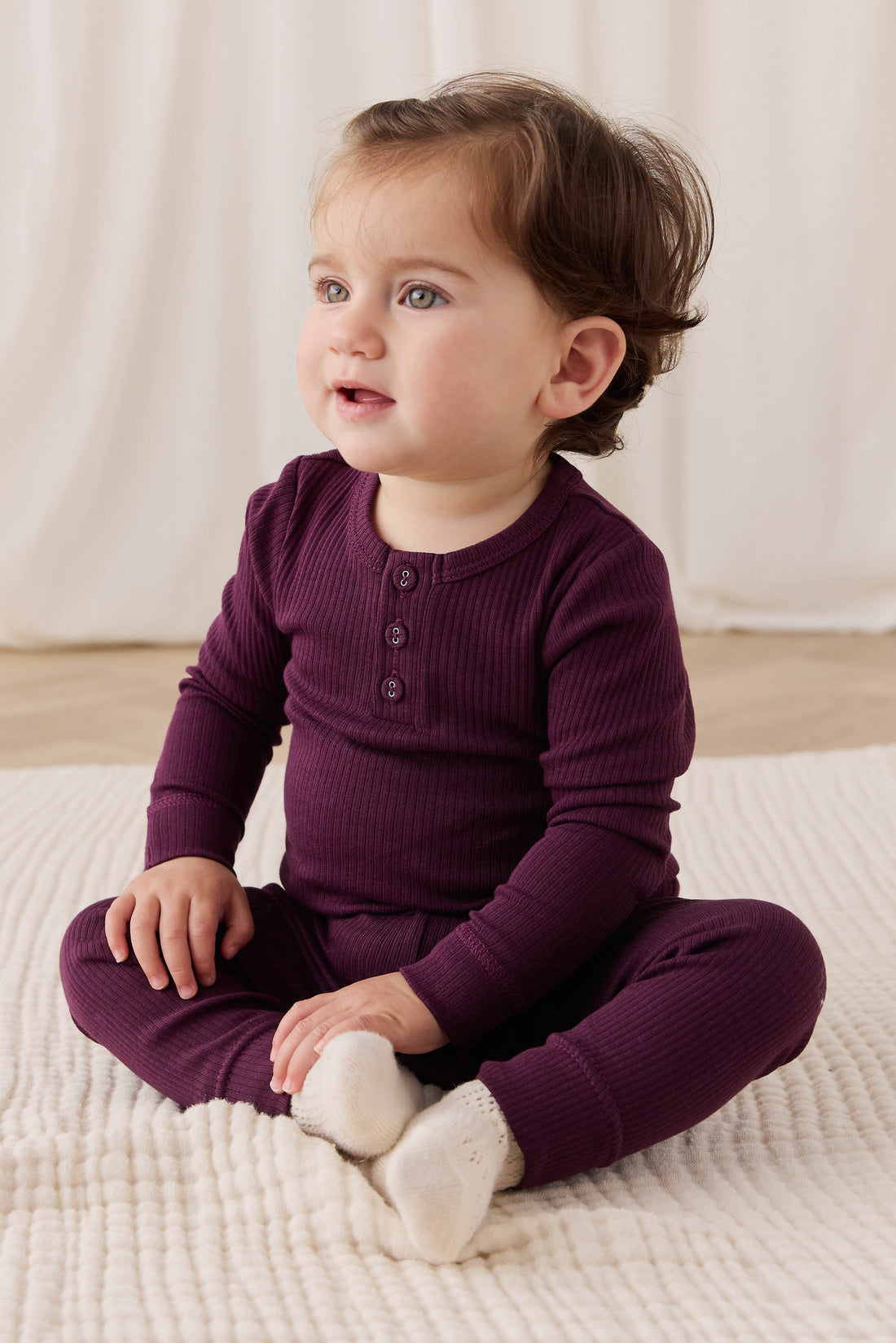 Organic Cotton Modal Long Sleeve Bodysuit - Fig Childrens Bodysuit from Jamie Kay NZ
