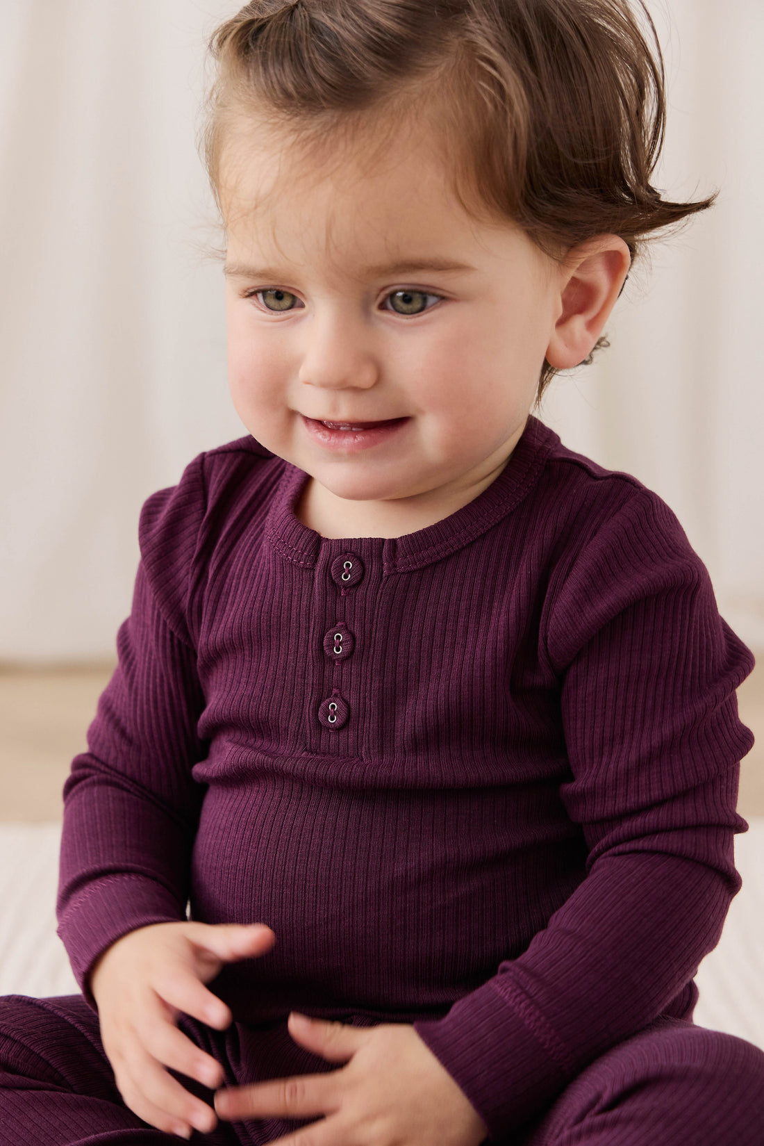 Organic Cotton Modal Long Sleeve Bodysuit - Fig Childrens Bodysuit from Jamie Kay NZ