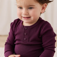 Organic Cotton Modal Long Sleeve Bodysuit - Fig Childrens Bodysuit from Jamie Kay NZ