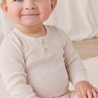 Organic Cotton Modal Long Sleeve Bodysuit - Oatmeal Marle Childrens Bodysuit from Jamie Kay NZ