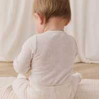 Organic Cotton Modal Long Sleeve Bodysuit - Oatmeal Marle Childrens Bodysuit from Jamie Kay NZ