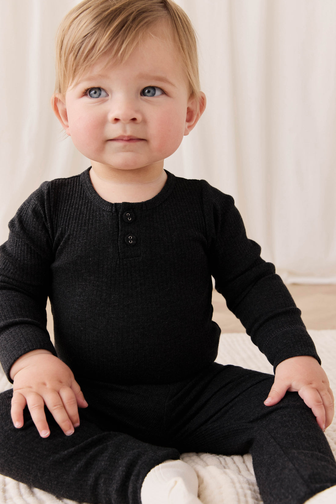 Organic Cotton Modal Long Sleeve Bodysuit - Dark Grey Marle Childrens Bodysuit from Jamie Kay NZ