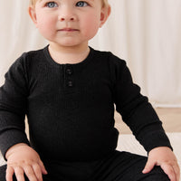 Organic Cotton Modal Long Sleeve Bodysuit - Dark Grey Marle Childrens Bodysuit from Jamie Kay NZ