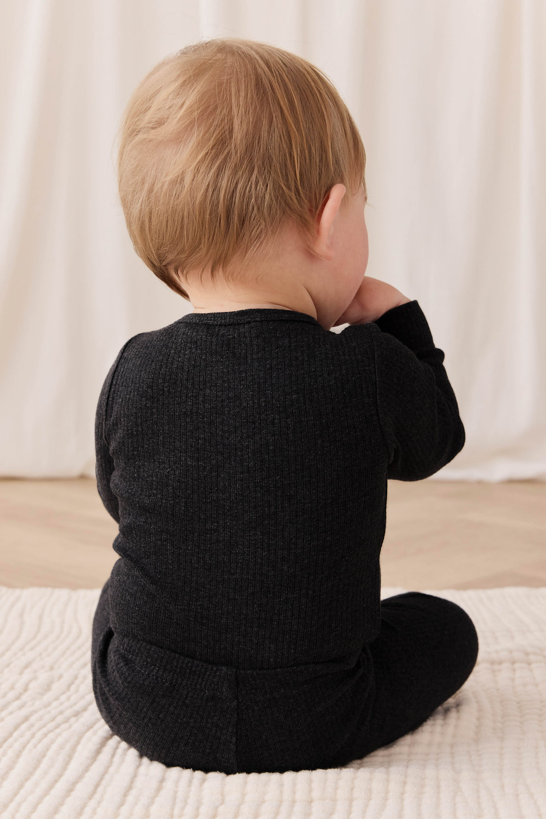 Organic Cotton Modal Long Sleeve Bodysuit - Dark Grey Marle Childrens Bodysuit from Jamie Kay NZ