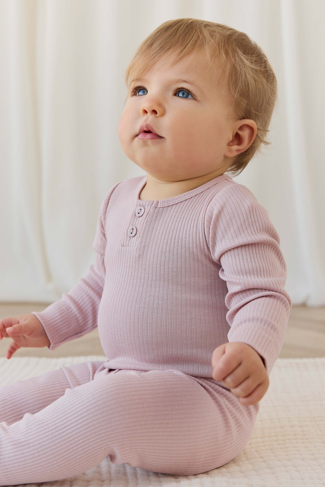 Organic Cotton Modal Long Sleeve Bodysuit - Rose Smoke Childrens Bodysuit from Jamie Kay NZ