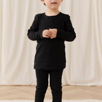 Organic Cotton Modal Long Sleeve Henley - Dark Grey Marle Childrens Top from Jamie Kay NZ