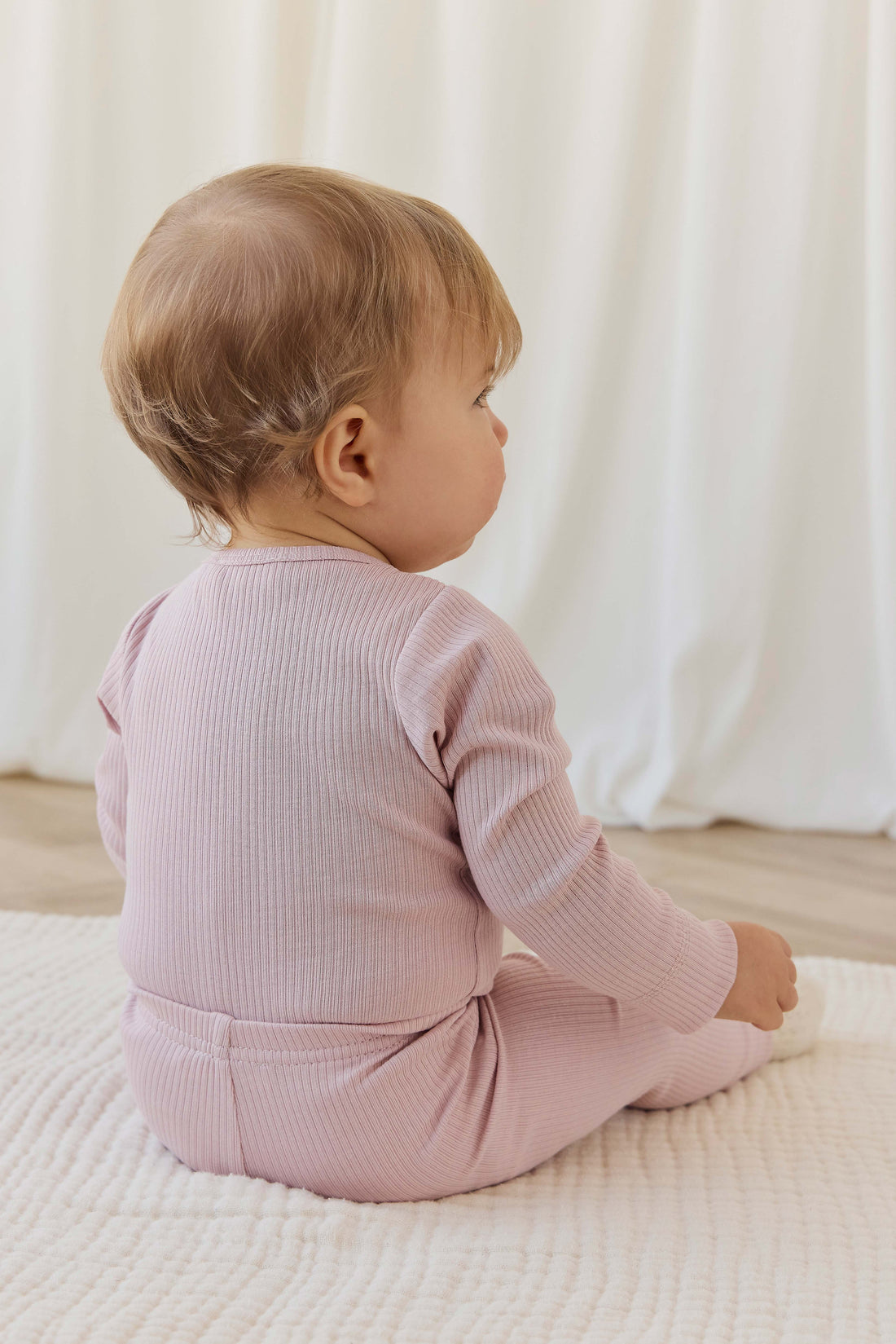 Organic Cotton Modal Long Sleeve Bodysuit - Rose Smoke Childrens Bodysuit from Jamie Kay NZ