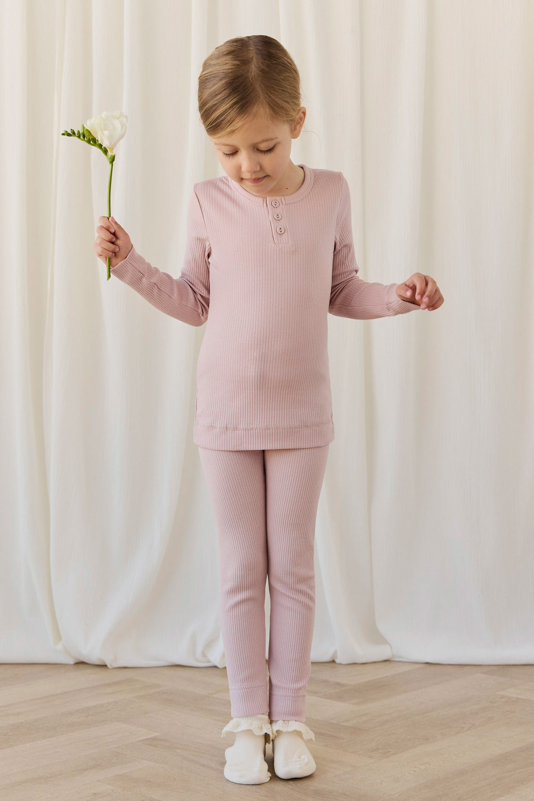 Organic Cotton Modal Everyday Legging - Rose Smoke Childrens Legging from Jamie Kay NZ