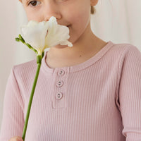 Organic Cotton Modal Long Sleeve Henley - Rose Smoke Childrens Top from Jamie Kay NZ