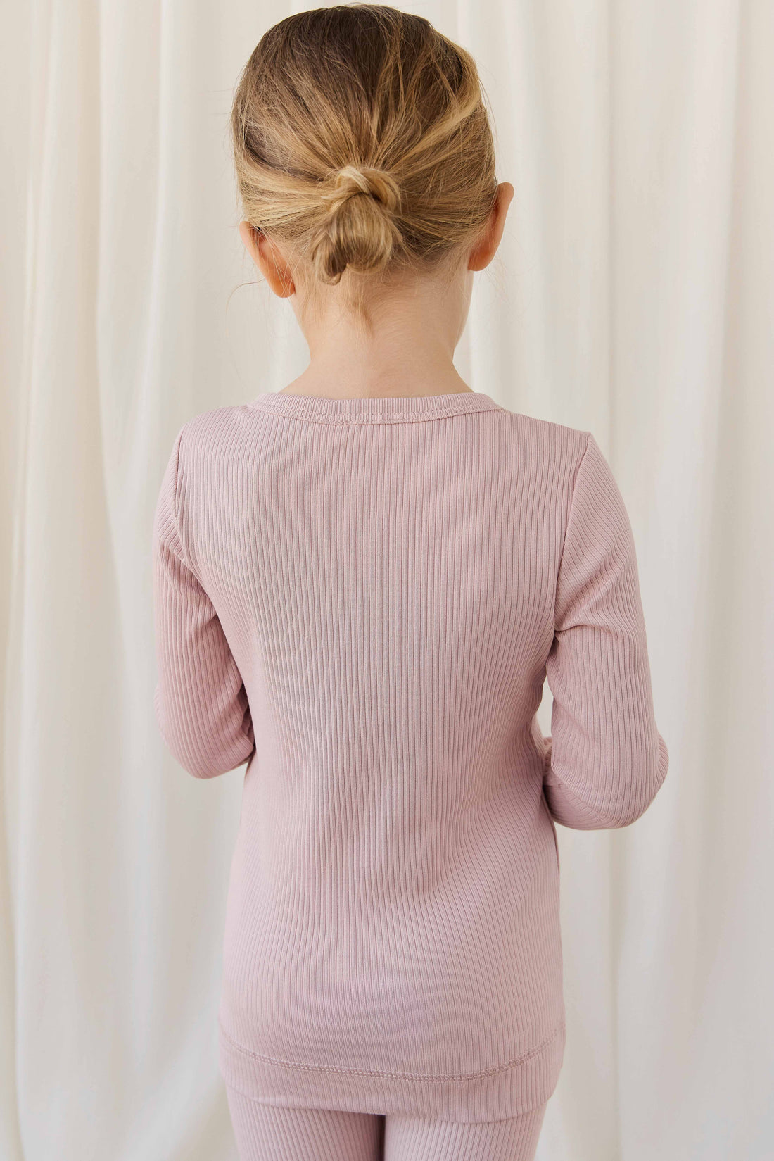 Organic Cotton Modal Long Sleeve Henley - Rose Smoke Childrens Top from Jamie Kay NZ