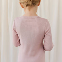 Organic Cotton Modal Long Sleeve Henley - Rose Smoke Childrens Top from Jamie Kay NZ