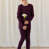 Organic Cotton Modal Long Sleeve Henley - Fig Childrens Top from Jamie Kay NZ