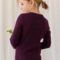 Organic Cotton Modal Long Sleeve Henley - Fig Childrens Top from Jamie Kay NZ