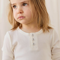 Organic Cotton Modal Long Sleeve Henley - Milk Childrens Top from Jamie Kay NZ