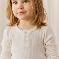 Organic Cotton Modal Long Sleeve Henley - Milk Childrens Top from Jamie Kay NZ