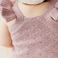 Mia Knitted Romper - Vintage Mauve Marle Childrens Romper from Jamie Kay NZ