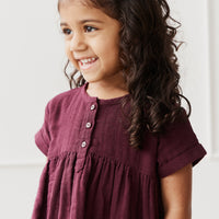 Organic Cotton Muslin Short Sleeve Dress - Fig Childrens Dress from Jamie Kay NZ