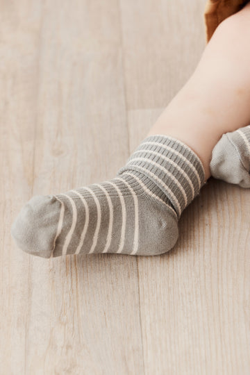 Classic Rib Sock - Pond Stripe Childrens Sock from Jamie Kay NZ