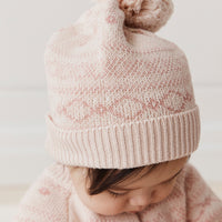 Millie Hat - Millie Fairisle Whisper Pink Childrens Hat from Jamie Kay NZ
